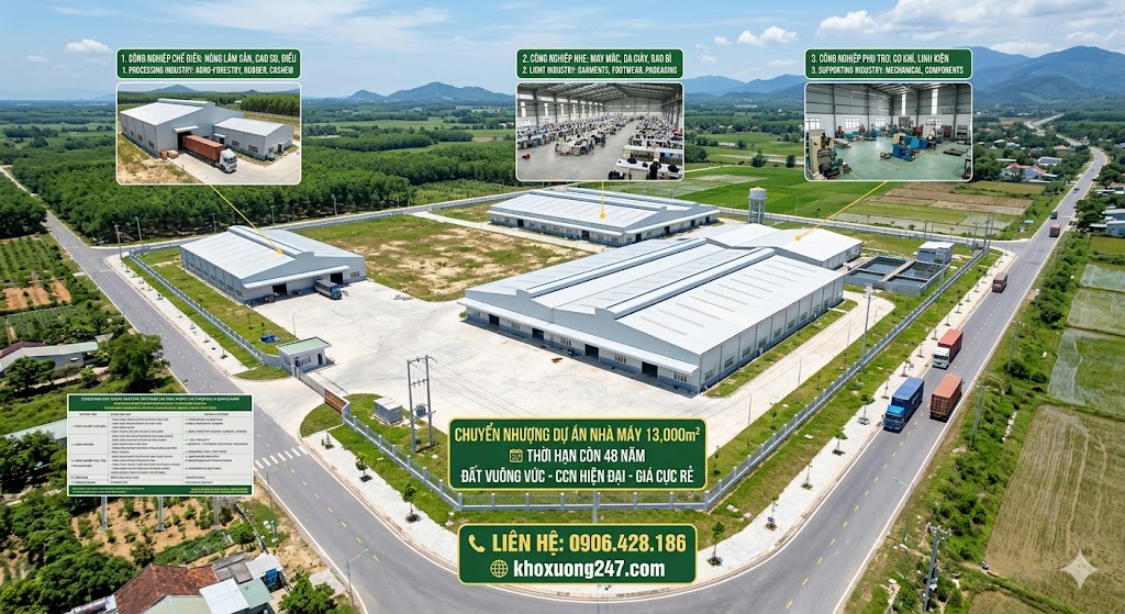 ✅✅ CHUYỂN NHƯỢNG DỰ ÁN NHÀ MÁY 13.000m² TẠI QUẾ SƠN – GIÁ CỰC RẺ – THỜI HẠN CÒN 48 NĂM 🔥